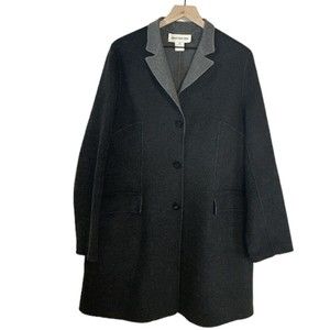 Jones New York Cashmere Wool Blend Coat Charcoal Grey Size 14